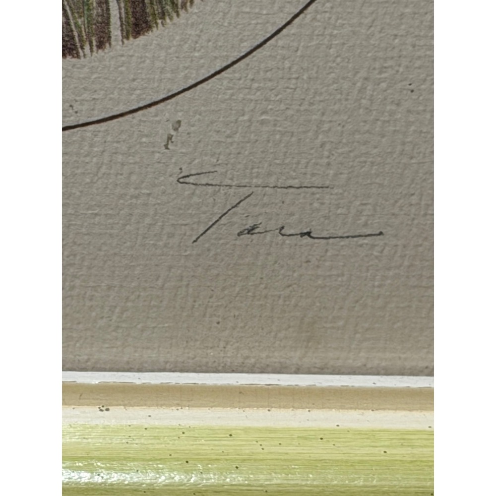Vintage Tara Signed Wildlife Art Prints Set 2 Tiger Elephant Framed 11x13 Green - Picture 3 of 16